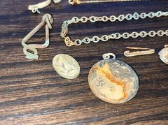 Vintage Lot 17 Pieces Parts Necklace Keys Pendants Buttons Butterfly Magnets