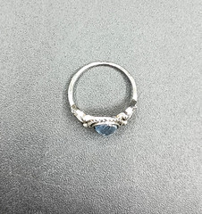 Vintage Lt Blue Faceted Crystal Gem Silver Tone Cocktail Ring Costume Size 5.5