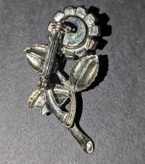 Vintage Mid-Century Rhinestone Floral Brooch | 1950s-1970s Sparkle Costume