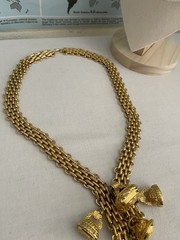Stamped Links Filigree Charm fob pendant Necklace Extremely Rare antiqued gold