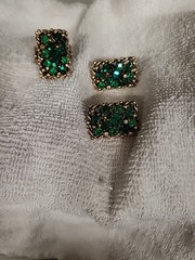 1950s Beautiful Dark Green Signed Barclay Demi-Parure