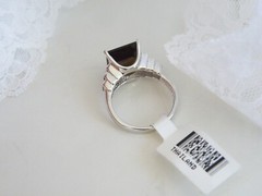 Vintage Art Deco Style Sterling Silver 925 Natural Smoky Quartz Ring 7