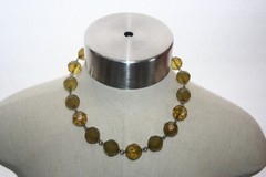 Adjustable Choker Princess Necklace Facet Green Amber Bead Lucite Acrylic Resin