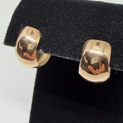 Vintage 18K Yellow Gold Wide Huggie Hoop Screw Back Earrings 3.22g 18MM x 10MM
