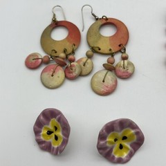 1980s-1990s Vintage Earrings Lot of 12 Pair Fashion Costume Jewelry Wood Beaded