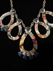 Art Deco Confetti Necklace Features Vibrant Multi Colored Acrylic Teardrops