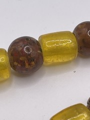 Vintage Glass Bead Necklace Yellow Brown Speckled Yellow Green Red