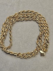 Vintage Monet Necklace Lot Of 2 Gold Tone Diamond Shaped Link And Rope Chain