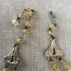 Vintage Yellow Aurora Borealis Crystal Necklace and Dangle Earrings Set