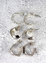 Vintage to Now Lot of 3 Pair Small Pierced Hoop Earrings Sterling Silver