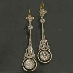 Art Deco Style Round Lab Created Diamond 14K White Gold FN Drop/Dangle Earrings
