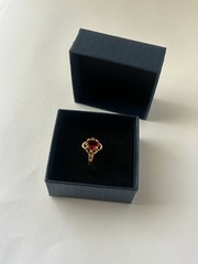 Vintage Red Cubic Zirconia Ring Gold Plated Womens Size 8.5