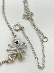 Ross Simons 925 Sterling Silver Multi Gemstone Butterfly pendant necklace 15″