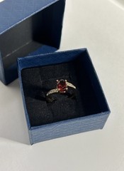 Vintage Red Cubic Zirconia Ring Gold Plated Womens Size 6.5