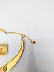 Anne Klein Collar Necklace & Earrings Satin Brushed Gold Tone Chunky Runway Read