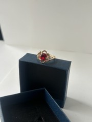 Vintage Red Cubic Zirconia Ring Gold Plated Womens Size 7.5