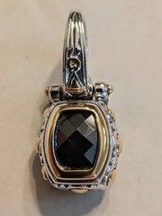 Vintage Renaissance Revival 2-Tone Black Onyx Cubic Zirconia Pendant
