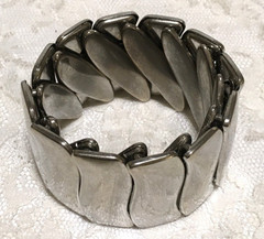 Vintage Silver tone Accordion Expansion Stretch Cuff Bracelet