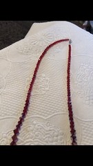 Woman’s Vintage Red Aurora Crystal Necklace Restrung 28 Inch