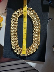 Vtg NAPIER 1¼” Wide Flat Link Collar- Choker Necklace Gold Tone Woven Texture