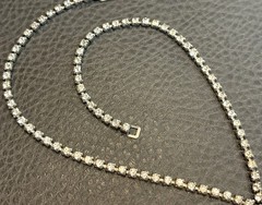 Vintage Clear Rhinestone Asymmetrical Lavalier Dangle Fringe Art Deco Necklace