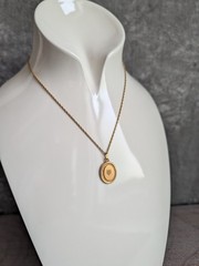 Vintage Lanvin Oval Logo Pendant Necklace Gold Plated 15-17″