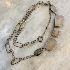 VTG Southwest Turquoise Necklace Sterling Silver Old Pawn Victorian 925 18” WOW