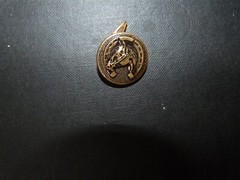 Vintage Goldtone Equestrian horse horseshoe cufflink set chain & bullet back #95