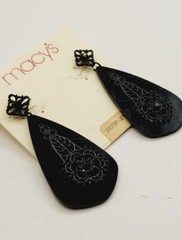 1980s Runway Jeweled Chandelier Earrings BLACK 2.5 in Ornate Vintage #3