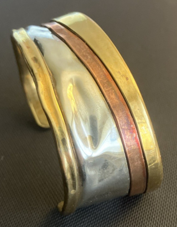 VINTAGE..LAZARO..MCM CUFF BRACELET…MIXED- 925 STERLING SILVER/COPPER/BRASS