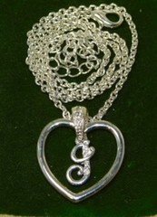 Vintage Silver Tone White Rhinestone Heart I Pendant 19″ Necklace 1j 55