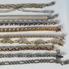Vtg Sterling Silver Gold Tennis & Chain Bracelets Lot of 10 Diamond CZ Topaz