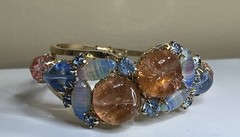 Vintage DeLizza & Elster (D & E, Juliana) Peach and Blue Clamper Bracelet
