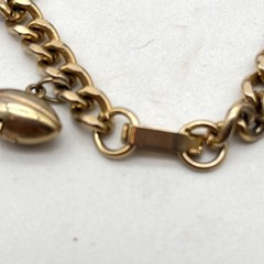 Vintage Charm Bracelet Gold Tone Curb Link Sports Theme Fits 6.25″ Wrist