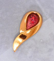 Matisse Renoir Vintage Copper Art Glass Brooch Mid-Century Modern 3″