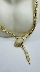 Vintage Goldenen Bronze Snake Choker Necklace