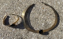 Modern Revival Silver/Gold Tone Wire Choker & Bracelet Set with Black Stone