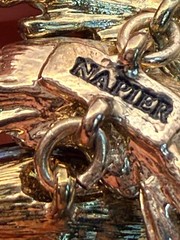 Vintage Napier Red Marquise Rhinestone Gold Tone Statement Necklace 18 Inch
