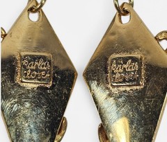 VTG 1980s Punk Rock Huge Goldtone Dangle Retro Earrings Signed Karla’s Closet