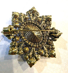 Vintage Costume Gold Tone Pink Rhinestone Pin Brooch Appx 2″