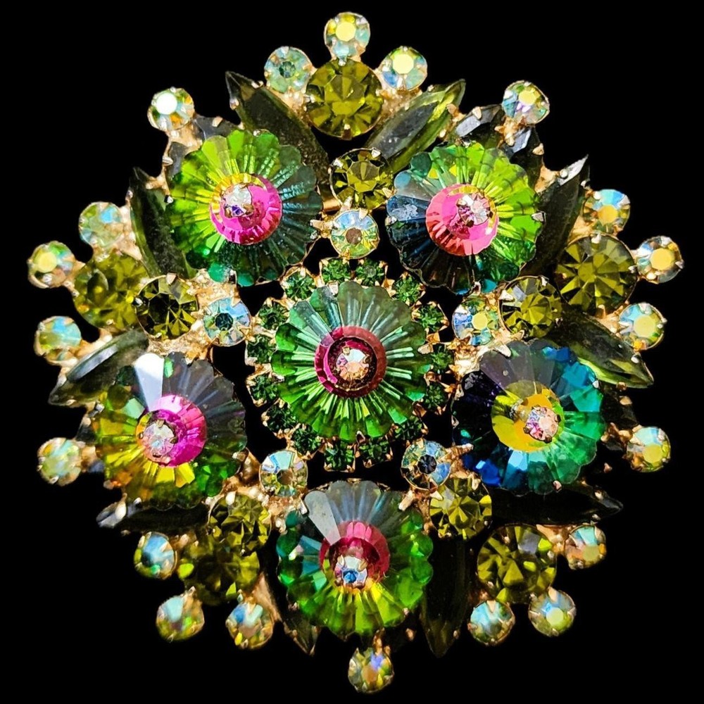RARE Vintage Juliana D&E Watermelon Rivoli Large Statement Brooch