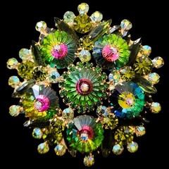 RARE Vintage Juliana D&E Watermelon Rivoli Large Statement Brooch