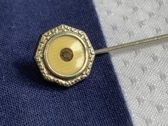 Vtg – Antique Stick Pin Lot Enamel Rhinestone Cloisonne Locket Costume Jewelry