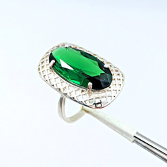 Vintage Luxury RING Silver 925 with Chic Big Bright Stone -size: 9US (19mm)| #53