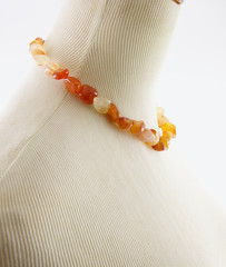 Tumbled Carnelian Stone Agate Beaded Choker Necklace-Irregular Polished Stones
