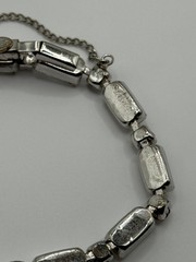 Vintage Weiss Rhinestone Bracelet Silver Tone