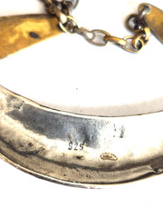 Vintage Marjorie Baer SF Sterling Silver Mixed Metal Curved Bar Pendant Necklace