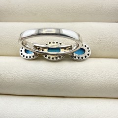 JTV Ring Turquoise Sterling Silver 925 size 8 Designer Halo East West Modern
