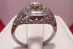 Art Deco Belais Bros Antique Filigree 18k White Gold Ring Wedding Engagement