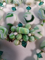 Marbled Blue Green & White Double Strand Necklace
